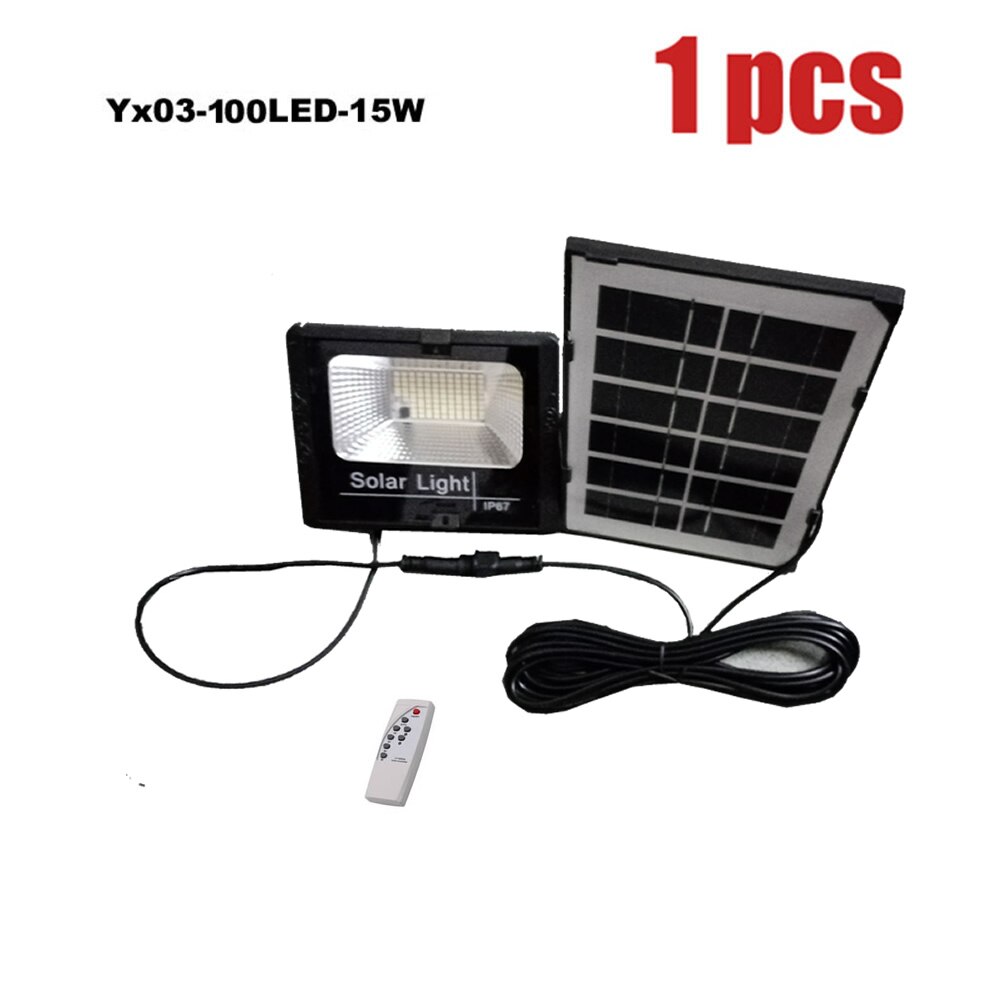 Led Tuin Solar Split Panel Licht Muur Beveiliging Garage Yard Indoor Thuis Straat Dek Hek Solar Lampen Schijnwerper W Split kabel: remote 100led 15W-1