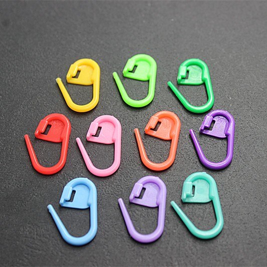 100 st blanda färger plastsömhållare 21*10mm, stickade virkade låssömmar för diy stickmarkör