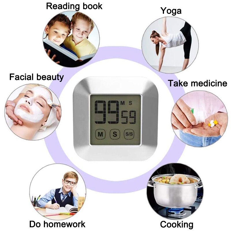 Large Display Kitchen Timer Alarm Clock Magnetic Led Digital Kitchen Egg Cooking Timers Kitchen Countdown Timer for Baking Study