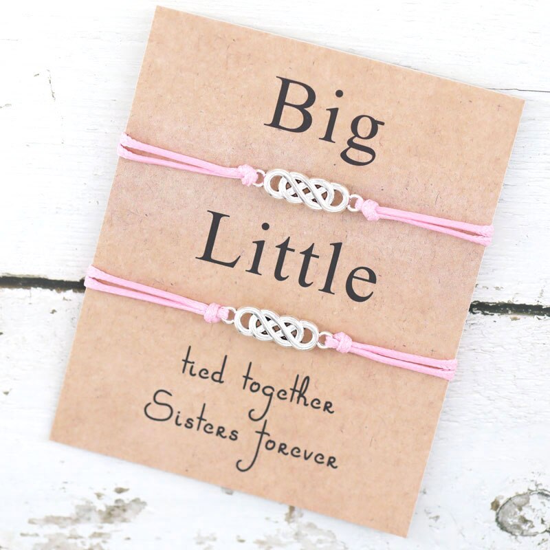 2 stuks/set twist big little sorority wish armband beste vriend infinity armband voor soul sister armband vriendschap: Roze