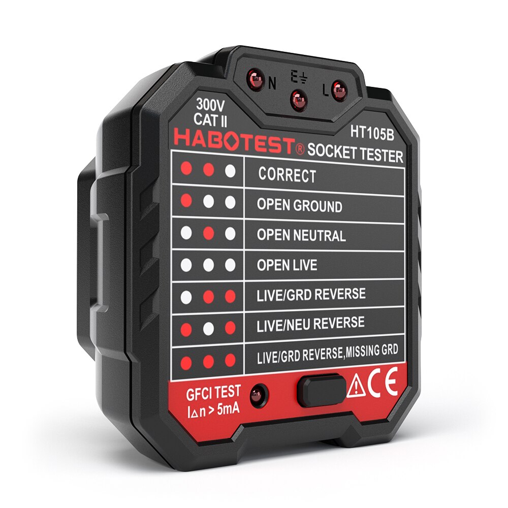 HABOTEST-probador de enchufe eléctrico HT105B avanzado RCD, detector de línea de circuito e interruptor de enchufe de pared para buscador, prueba de fugas eléctricas