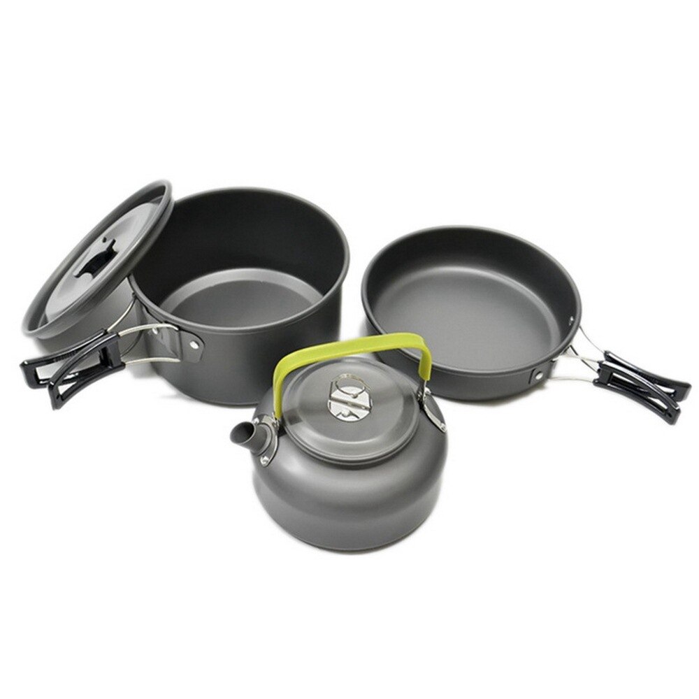 2-3 Person Outdoor Camping Portable Tableware Ultralight Cookware Utensils Hiking Picnic Backpacking Tableware Pot Pan Non-stick