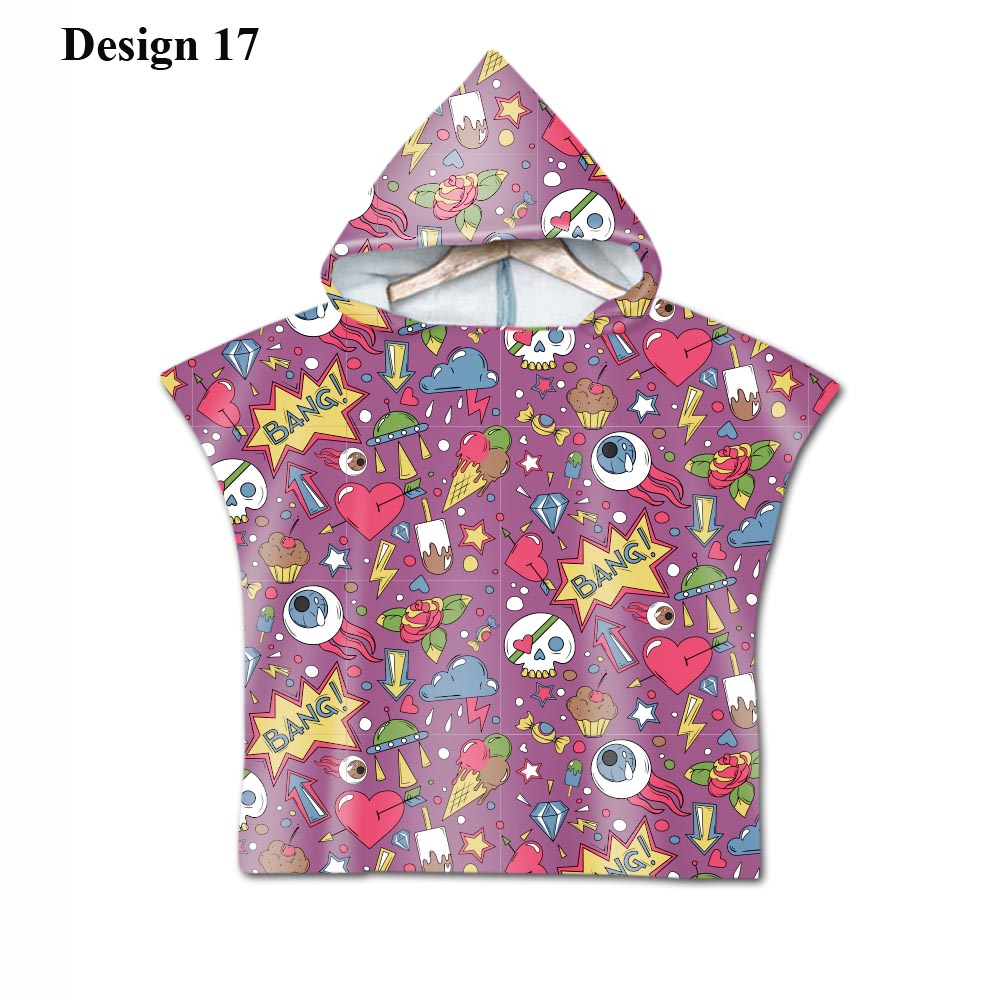 Gotisk cool halloween skræmmende kat skelet kranium baby børn børn hættehåndklæde pool bad strand poncho håndklæde kappe: Design 17