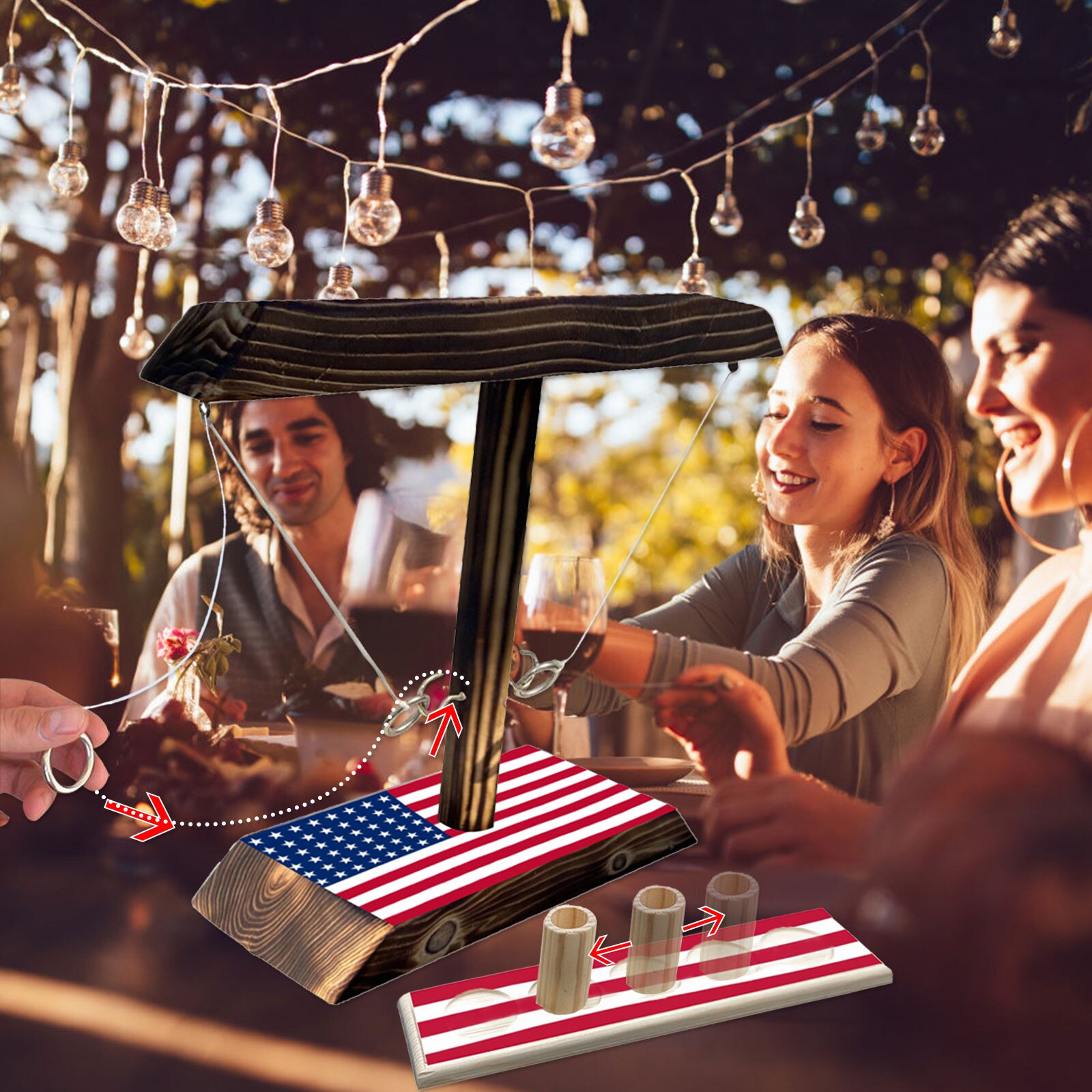 Party Games Bar Drinken Speelgoed Games Handgemaakte Houten Ring Toss Haken Snelle Interactief Spel Voor Bars Huis Snel-Paced Speelgoed