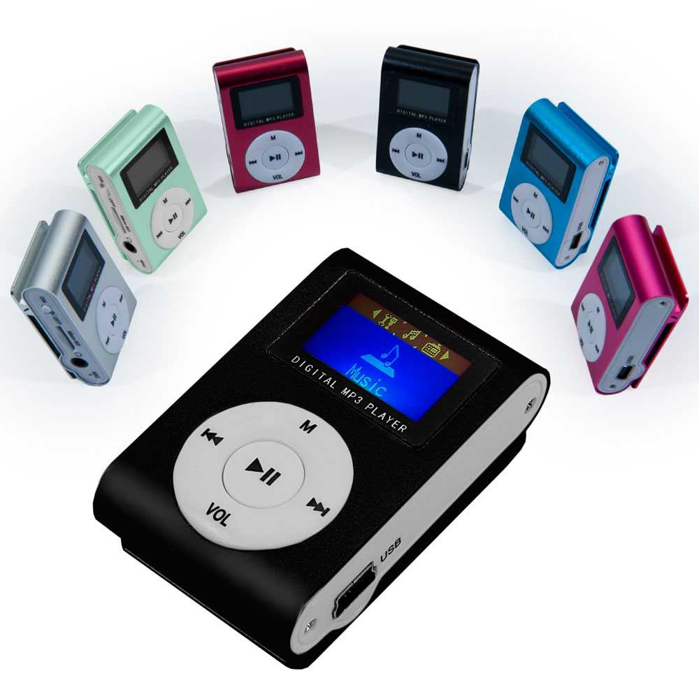 OcioDual Mini reproductor MP3 Negro con CLIP pantalla LCD y radio FM Player Aluminio hasta 32Gb Micro SD Lector de Metal