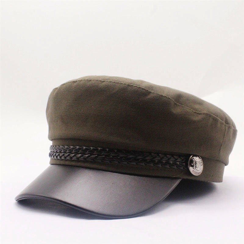 Blank black Newsboy Caps for Women Spring Autumn Winter Hats cotton Cap Winter Ladies Black Hat Beret Cap: ArmyGreen