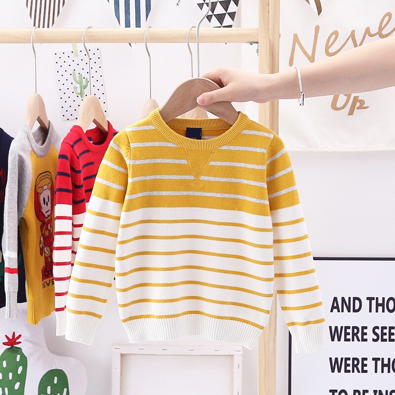 3-7T Kleinkind Kind Jungen Kleidung Winter Warme Top langarm Gestreiften Kniited Pullover Casual Plain Pullover Infant kleidung Outfit: 3 / 5