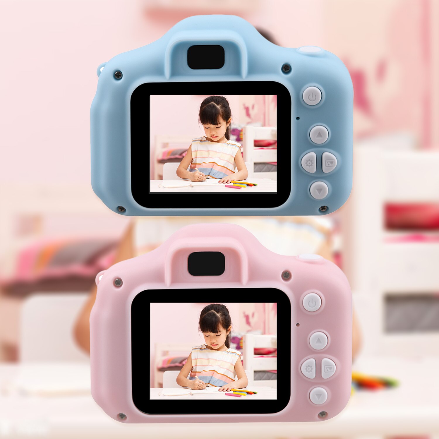 Mini söt barn videokamera uppladdningsbar digital kamera med 2 tums skärm för barn födelsedag utomhus lek