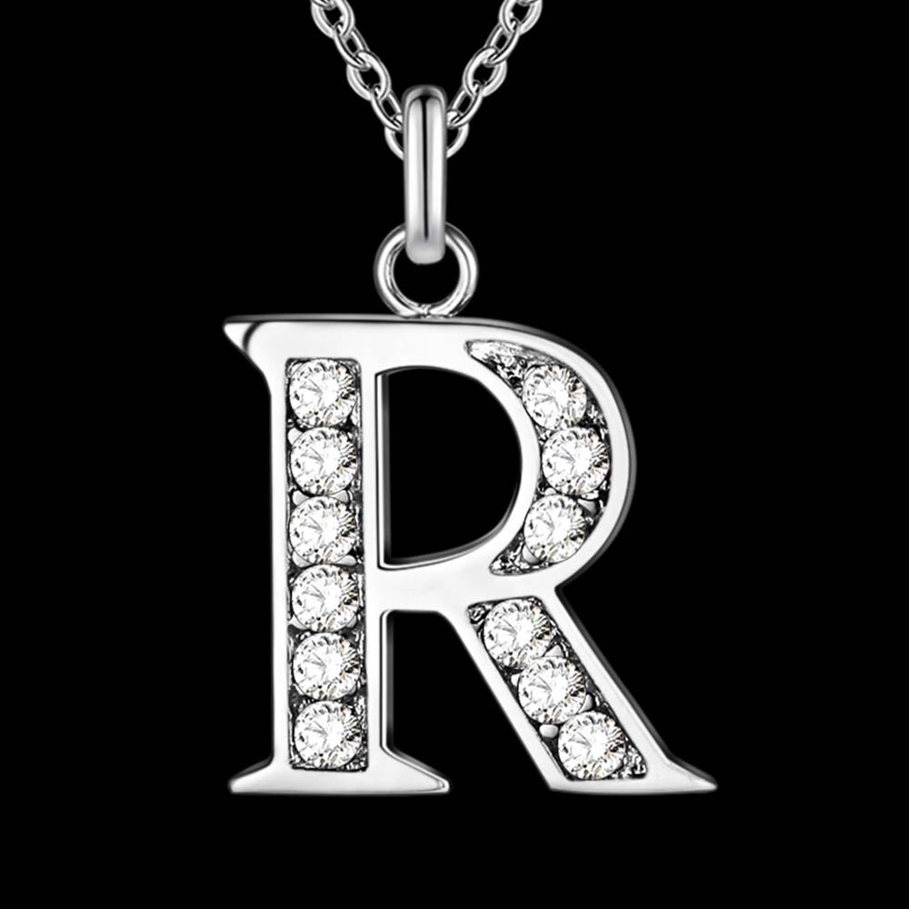 Letter A-S silver plated Necklace, Stamp 925 silver jewelry Pendant /XYLQNNAG XYLQNNAG: R