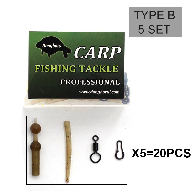 20PCS Helicopter Rig Components Kits Chod beads Swivels Sleeves Zig Rig Ronnie Hair Rig Carp Feeder Tackle Accessories: Brown