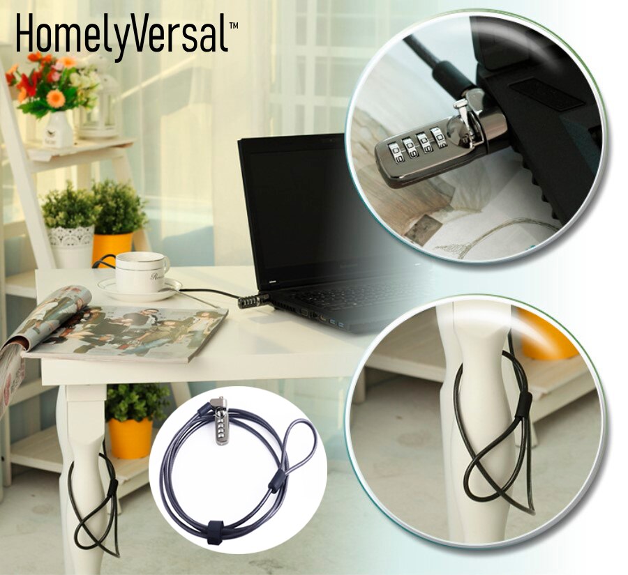 Premium Sleutel Wachtwoord Draagbare Combinatie Laptop Slot Met 1.9M Beveiliging Kabel Chain