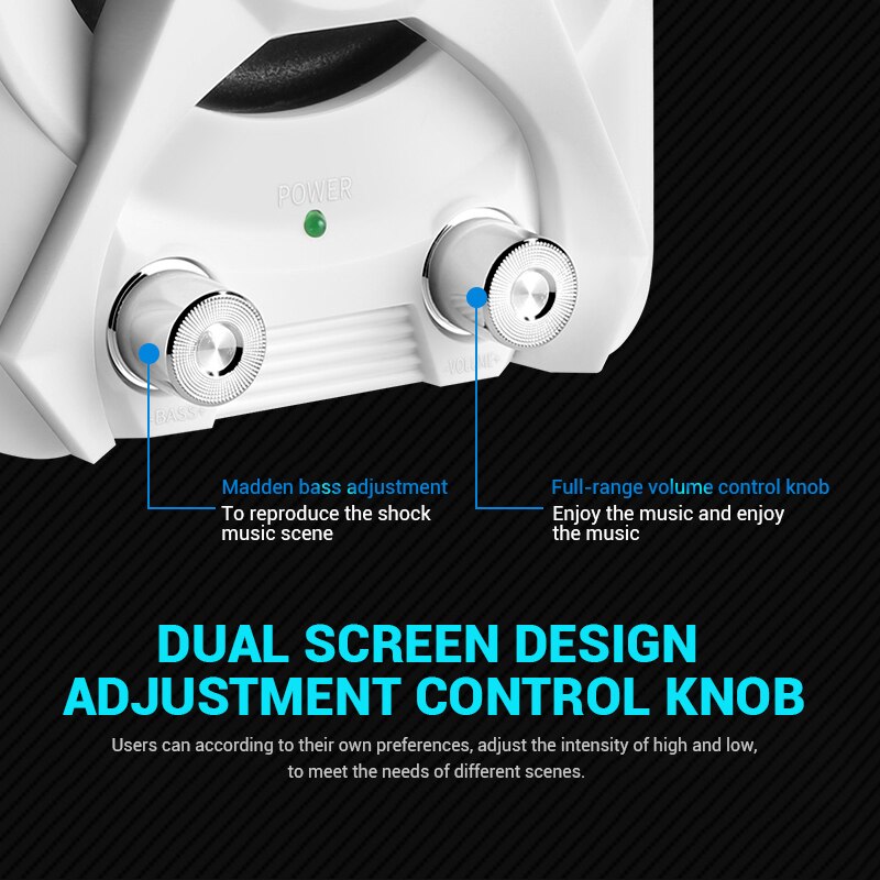 USB + AUX Wired Computer Subwoofer Speakers 5W+3W*2 Set Bass Reinforcement Stereo 2.1 Speakers for PC Phone Loudspeaker