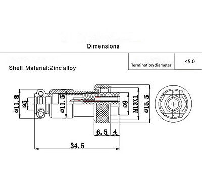 Conector Circular de aviación GX12, 2 pines, 3 pines, 4 pines, 5 pines, 6 pines, 7 pines, enchufe macho y hembra, diámetro RS765, 12mm, 7/16&quot;