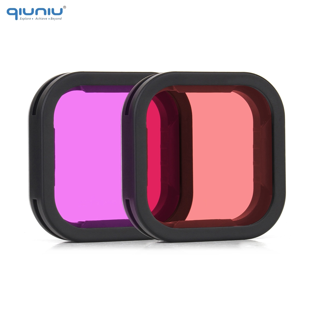 QIUNIU-filtro de Color de buceo para GoPro Hero 9 10, negro, rojo claro, Snorkel Magenta, filtros de lente subacuática para Go Pro 9 10, accesorio