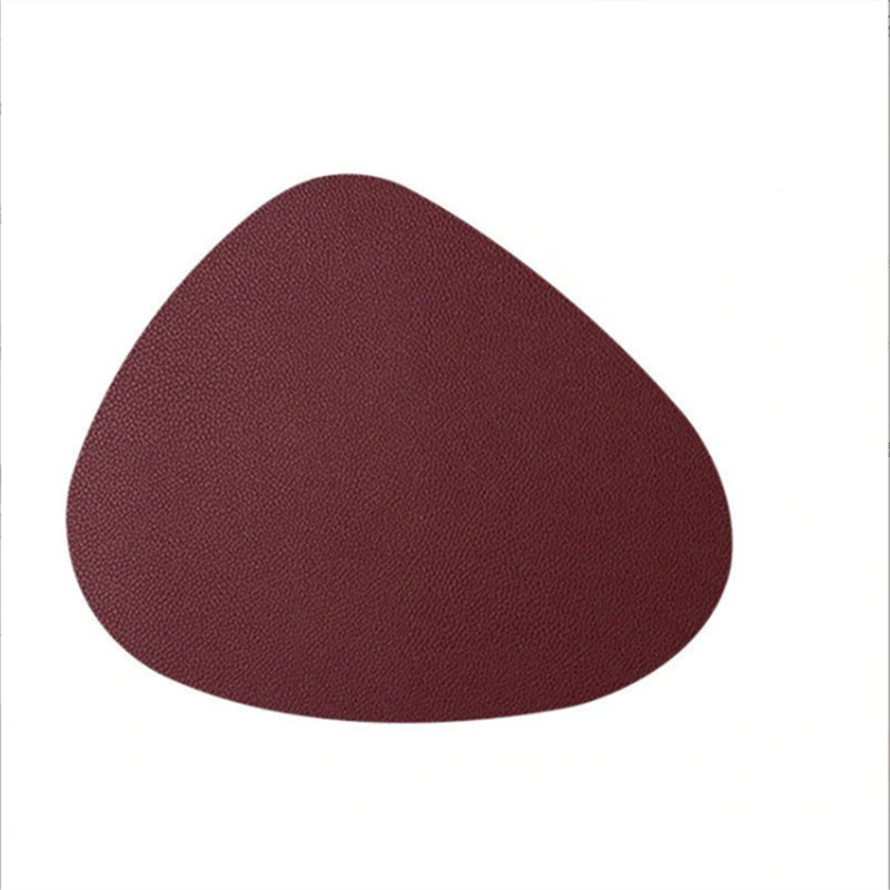 Conjunto de placemats de couro pu de formato irregular, à prova de óleo, à prova d'água, dupla face, para cozinha, mesas de bistrô, bares, cafeterias: Borgonha