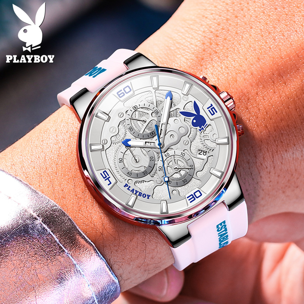 PLAYBOY, reloj de cuarzo de tendencia de la mejor para hombre, correa de silicona Original, relojes para hombre, calendario resistente al agua, reloj masculino multifunción