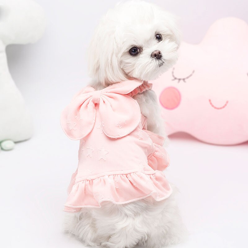 Boog Decor Hond Jurk Huisdier Kleding Blauw Roze Geel Kleuren S-Xxl Maten Cool Hond Jurk Voor Lente En zomer Schattige Prinses Huisdier Jurk: Roze / M