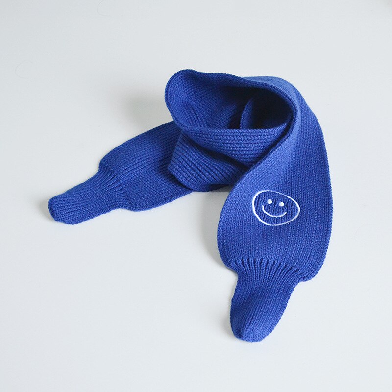 Strikket baby vinter tørklæde varmt ansigt hagesmæk dreng piger voksen efterår vinter neon farve børn vinter slik farve strik tørklæde: Blå