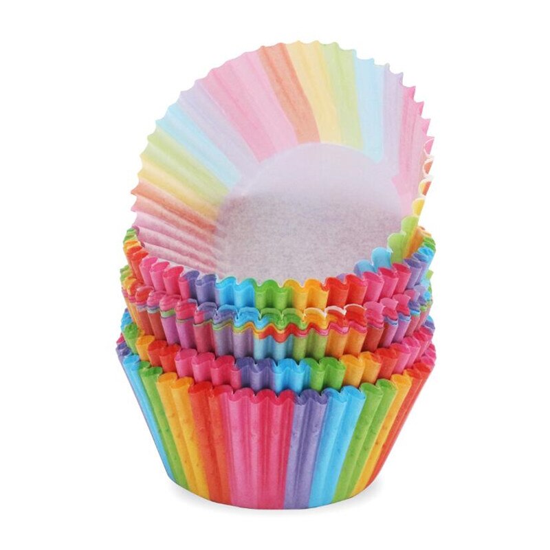 50 Stuks Cupcake Wrappers Krimpen Muffin Gevallen Cake Liner Goud Zilver Gecoat Papier Kopjes Hittebestendig Bakvorm Taart Benodigdheden: 100pcs paper liner