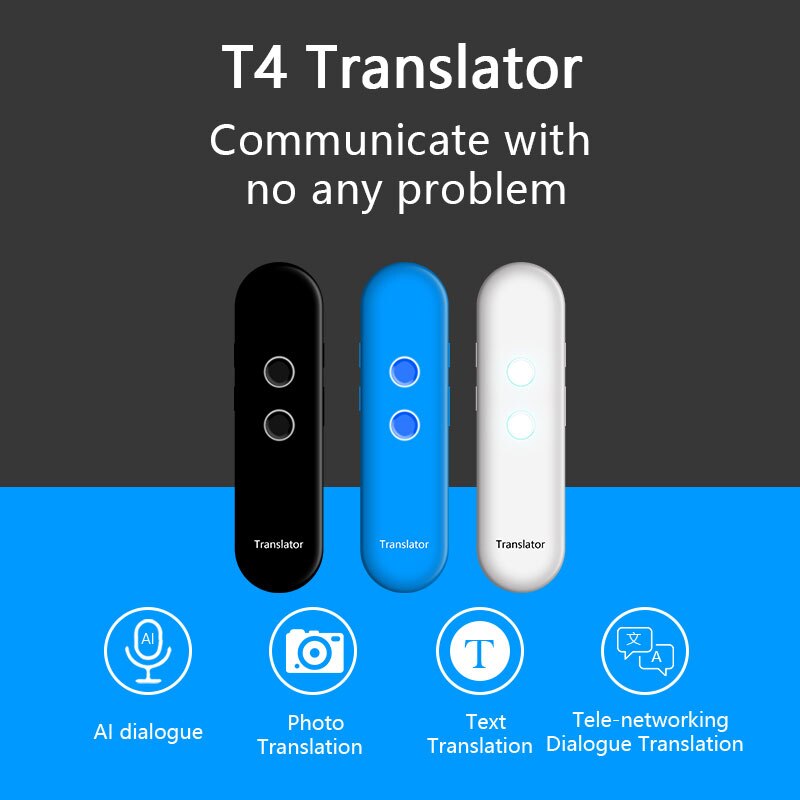 T4 Draagbare Mini Smart Ai Multi-Taal Vertaler Ondersteuning 42 Talen Intelligente Twee-weg Real Time Intercom Voice vertaler