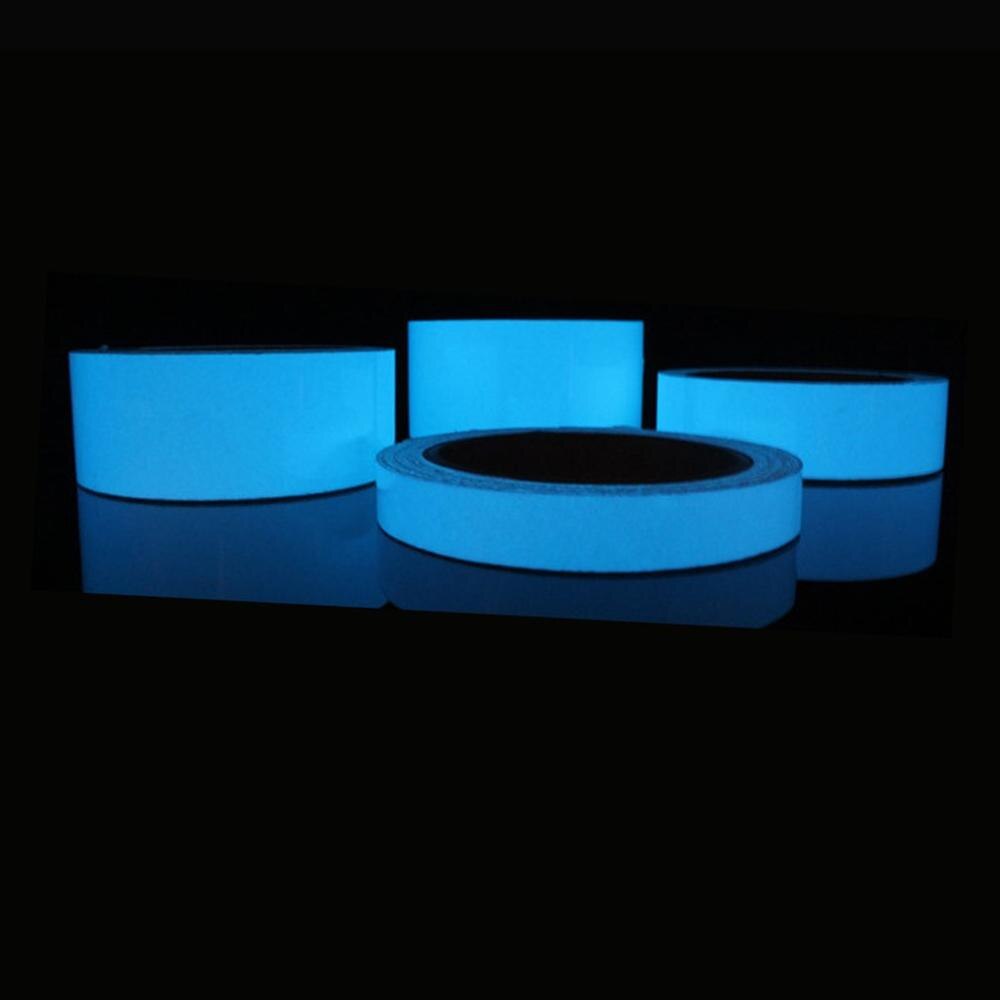 Reflective Glow Tape Self-adhesive Sticker Removable Luminous Tape Fluorescent Glowing Dark Striking Night Warning Tape: Blue 1.5CMx1M