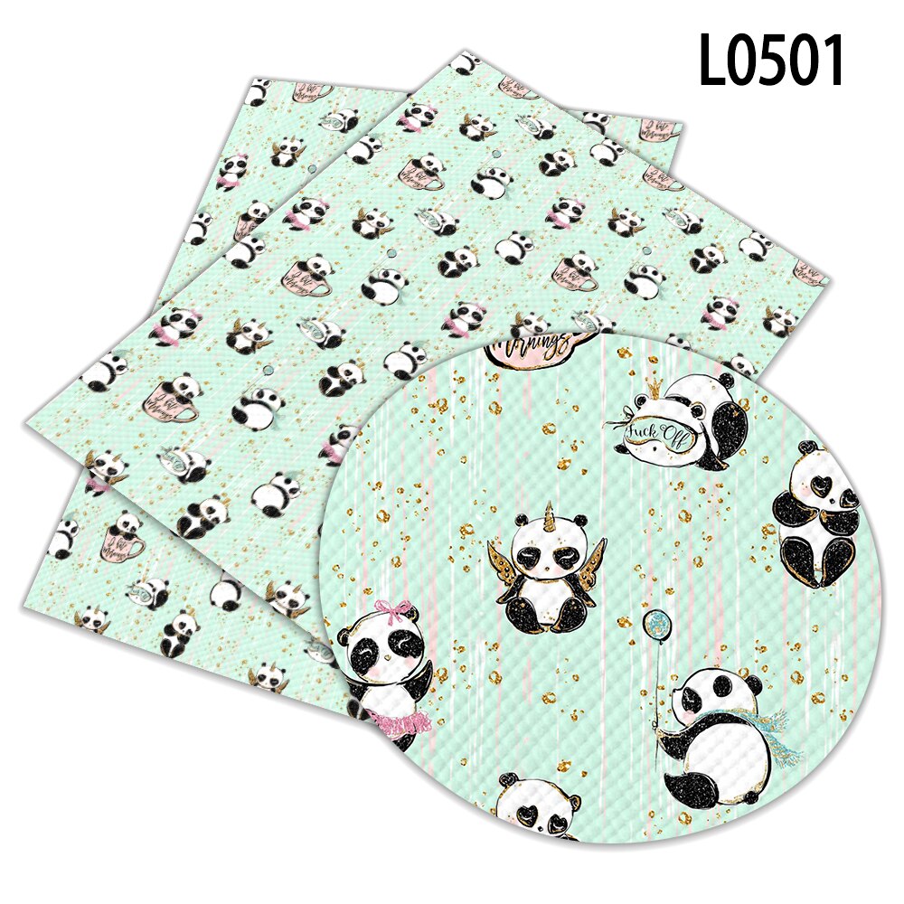 Panda De Bande Dessinée Imprimé Simili Cuir Synthétique 22x30 cm BRICOLAGE Matériel De Couture Pour Vêtements L050: L0501