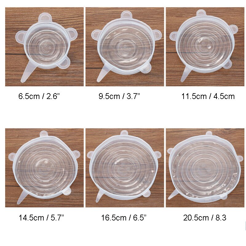 6 teile/satz Schüssel Deckel Universal- Silikon strecken Deckel Vakuum Dichtung Saug Abdeckung Versiegelung Topf essen Halten-Frische Deckel küche zubehör