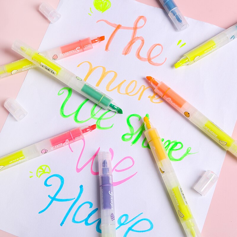 8pz impostato di pennarelli per evidenziatore di colore di odore di frutta finestra trasparente pennarello per scrittura a doppio lato penna per cancelleria scuola per ufficio A6798