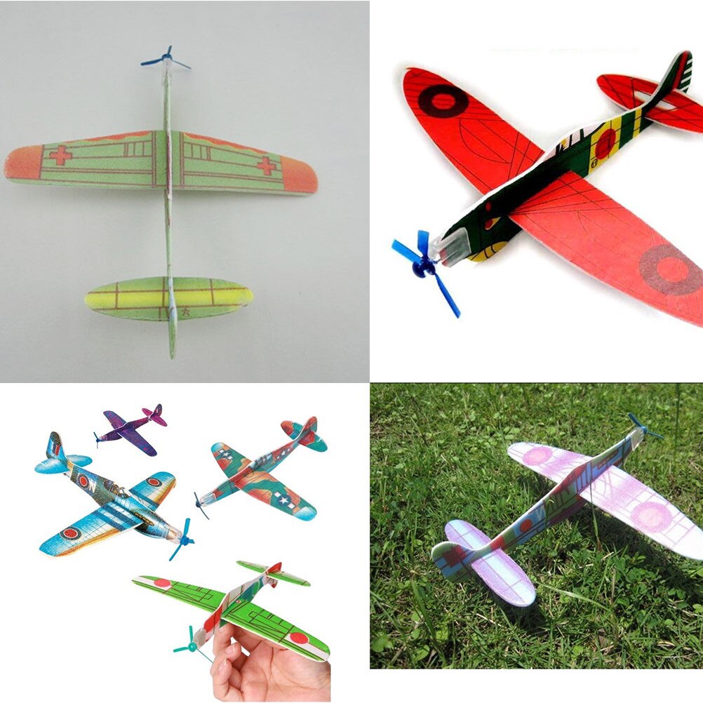 12Pcs Childrens Vliegende polystyreen Glider Planes Model Plastic Speelgoed Vliegtuig Tas Vulstoffen Kids Party Fantastische