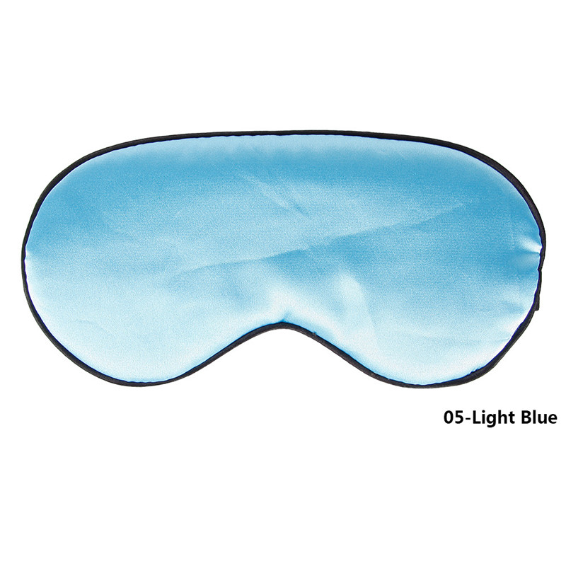 1Pcs Pure Zijde Sleep Rest Eye Mask Gewatteerde Shade Cover Travel Relax Aid Blinddoeken Eye Aid Blinder Zacht oogmasker: Light Blue