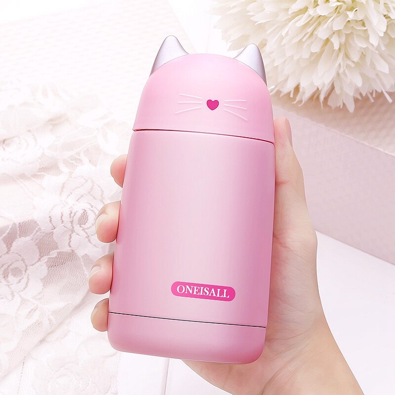 Neue Thermos Tasse Karikatur Katze Thermo Becher Getränk Wasser Flasche Edelstahl Vakuum Glaskolben Tasse Becher dicht Becher 330ml