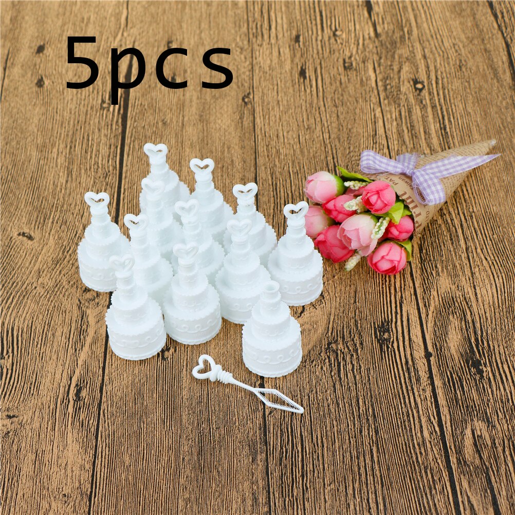 5/12pcs White Cake Empty Bubbles Soap Bottles Romantic Wedding Birthday Party Decor Event Festival Supplies Kid Toy: 5pcs