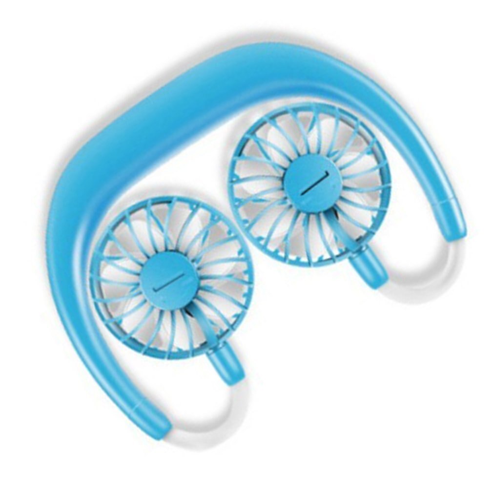 7-leaf sports wear hanging neck fan first generation Plastic Ordinary round 360 Degree Rotation Refrigeration: blue