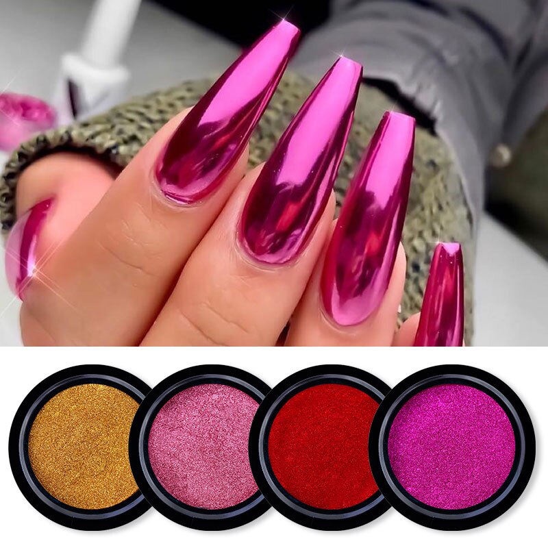 BORN PRETTY Mirror Nail Glitter Powder Metal Shining Gold Sliver Nail Pigment Dust PowerChrome For Gel Polish Nail Decoration