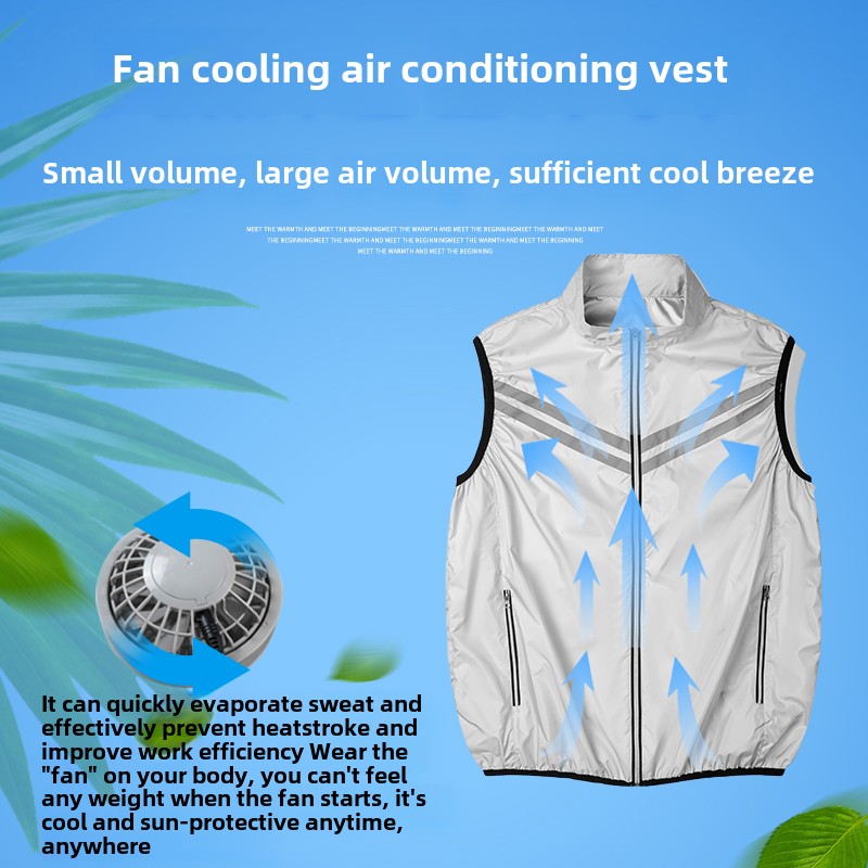 Summer Cooling Fan Vest Men's USB Air Conditioner Jacket Refrigeration Clothes Travel Ultra Light Outdoor Sun Sleeveless Vests: M / GRAY