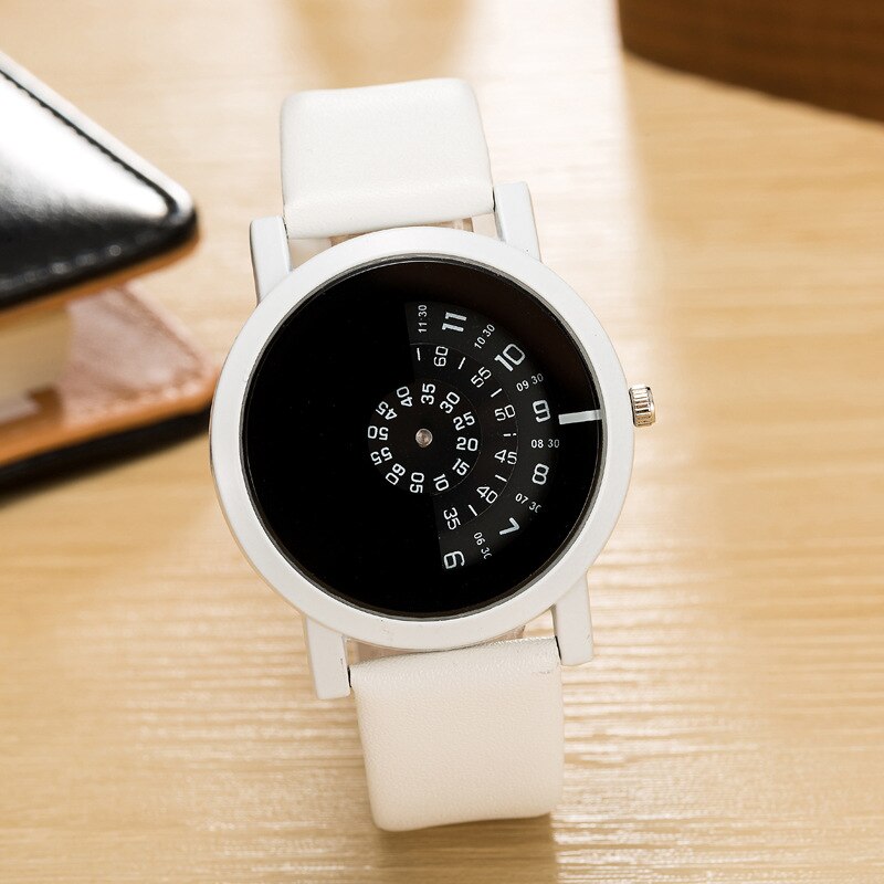 Mode Camera Concept Korte Creatieve Polshorloge Vrouwen Unieke Turntable Dial Vrouw Quartz Klok Horloge: WHITE