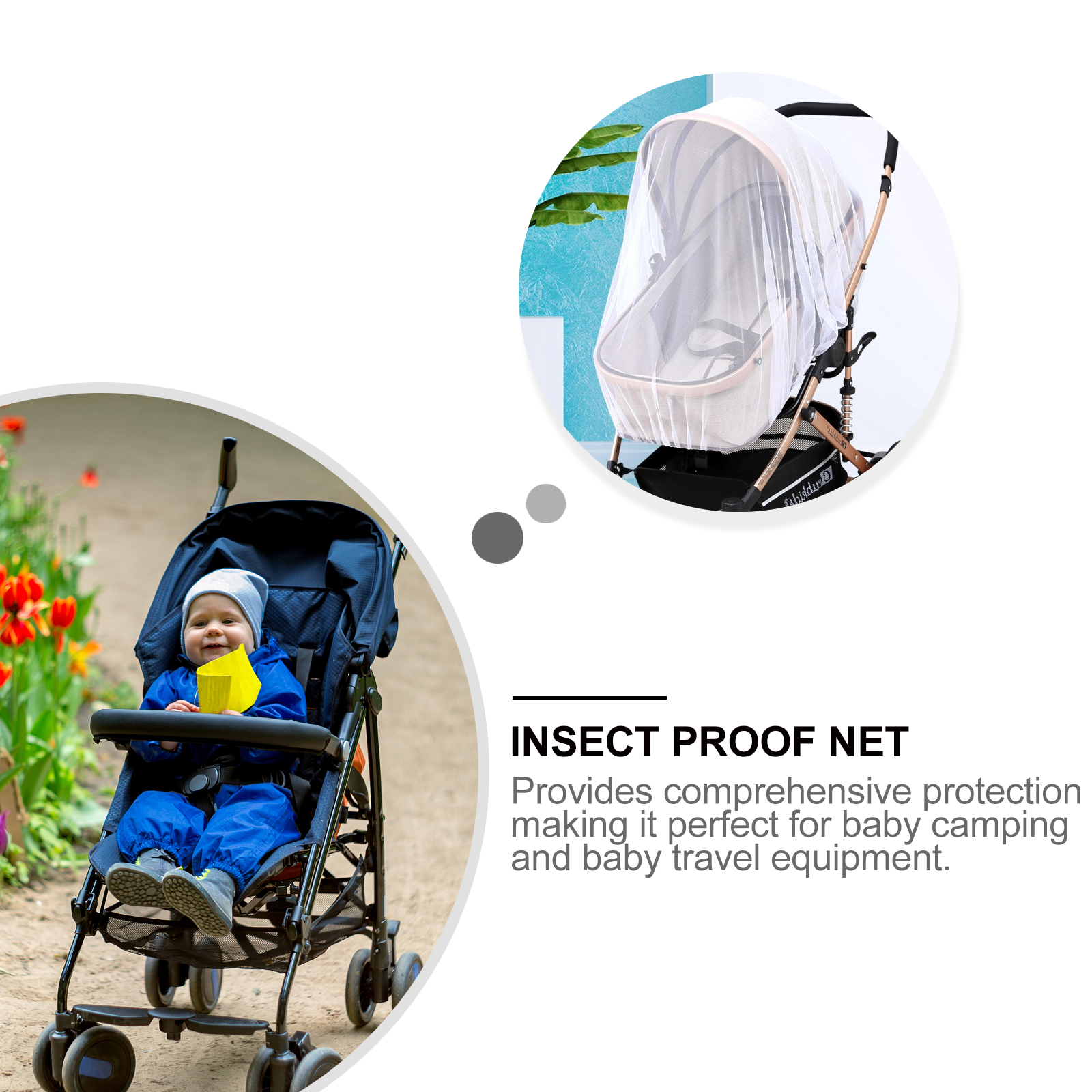 3Pcs Kinderwagen Netto Mesh Netting Cover Voor Mosquito Bijen Vliegende Insecten