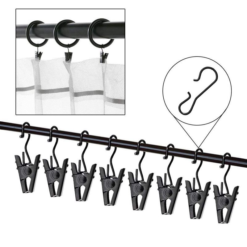 120- pack clips krok set gardinklämmor för gardin, foton, heminredning, konsthantverk, svart (hänger eller klämmer nästan var som helst)