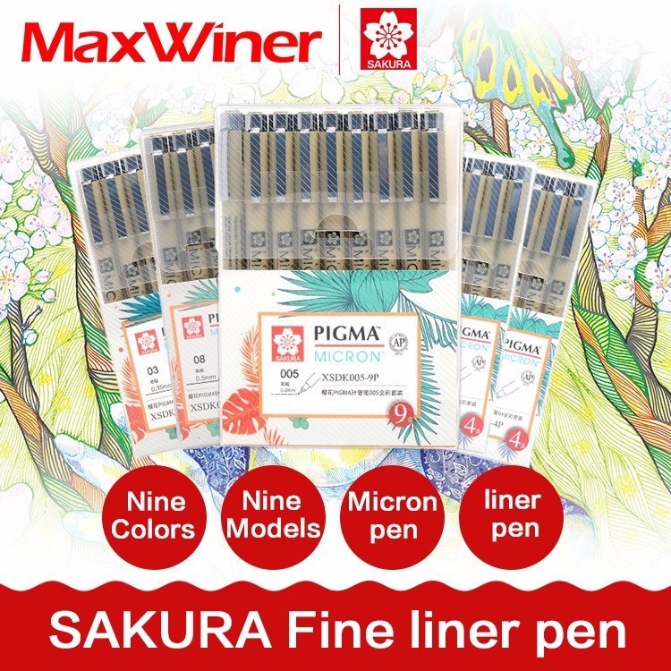 0.2mm-1mm sakura skitse farver mikron pen overlegen markører pen sæt fin liner pigma til tegning manga arkitektoniske kunstforsyninger