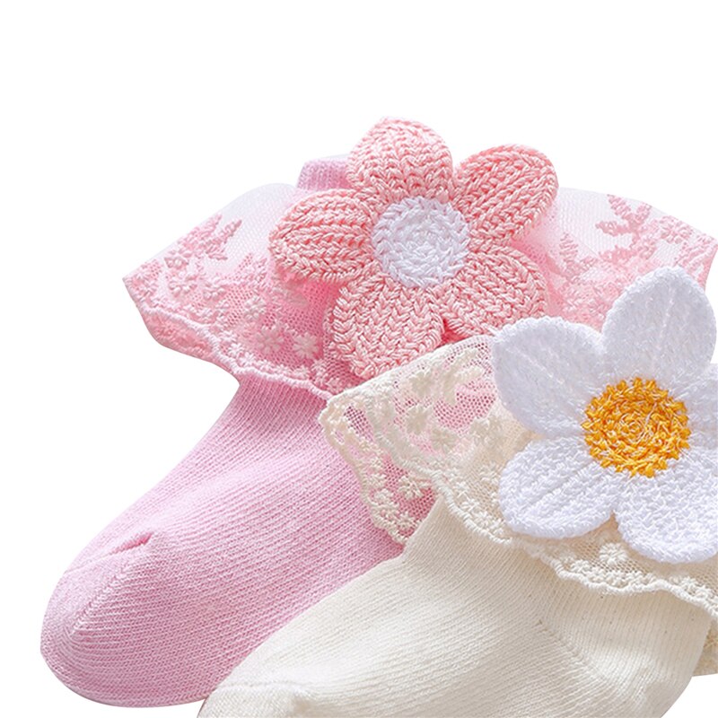 Baby Sokken Kinderen Jongens Meisje Leuke Warm Lace 3D Bloemen Sokken Katoen Effen Kleur Kleding Accessoires Voor 0-3 jaar Kind