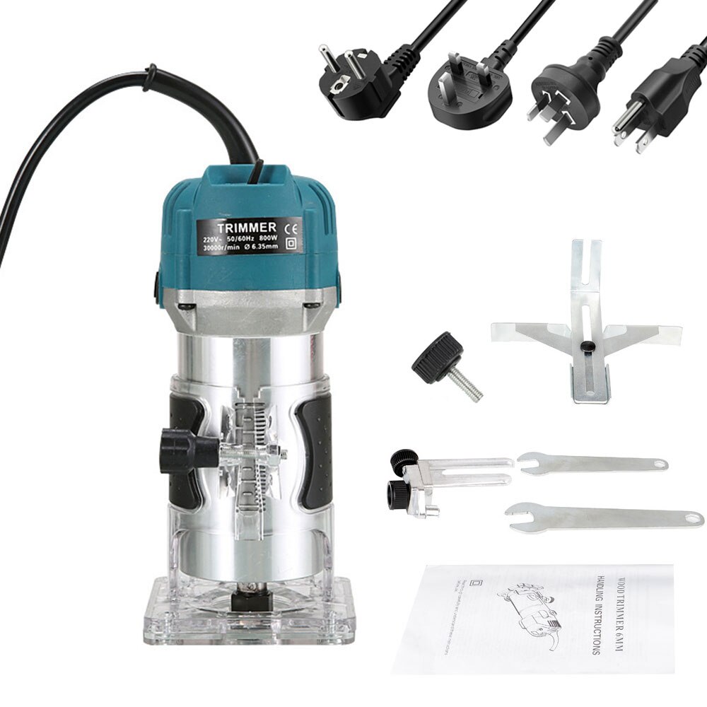 800W Houtbewerking Elektrische Trimmer Hout Frezen Graveren Steken Trimmen Machine Hand Carving Machine Hout Router Gratis