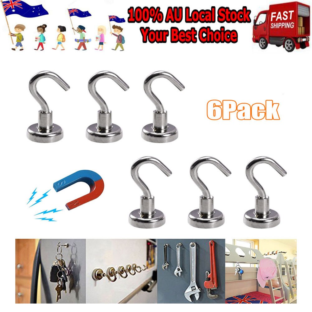 6 Pcs Heavy Duty Strong Magnetic Hooks for Storage and Organization Home Kitchen Accessories （D10）