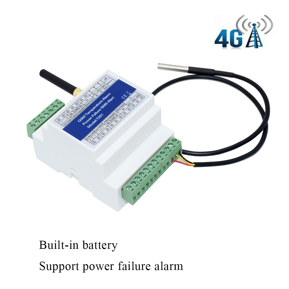 Din-Rail 4G Lte Gsm Sms Afstandsbediening Temperatuur Status Monitor Alarm Met 2 Relais Uitgang Stroomuitval herinneren: 4G Version Type C