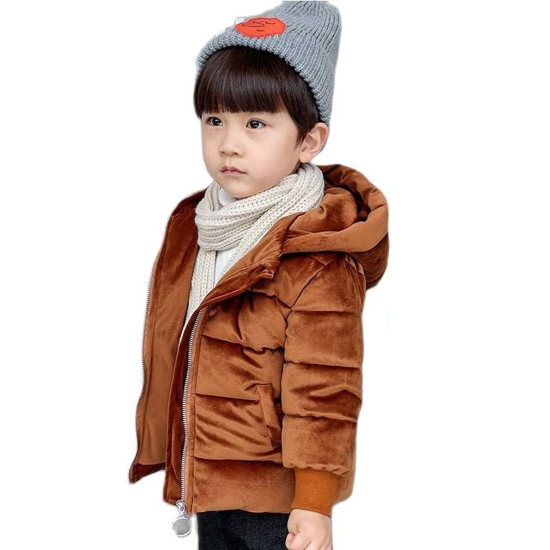 Winter Goud Fluwelen Jas Voor Jongens 2022 Mode Plus Fluwelen Dikker Warm Houden Katoenen Jas Hooded Casual Kinderen kleding