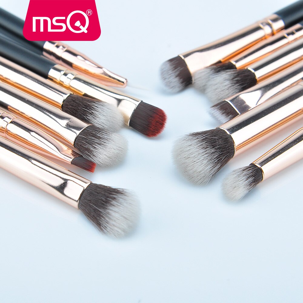 Msq rosa guld makeup børster sæt 12 stk øjenskygge eyeliner make up børste øjenbryn øjenskygge kosmetiksæt