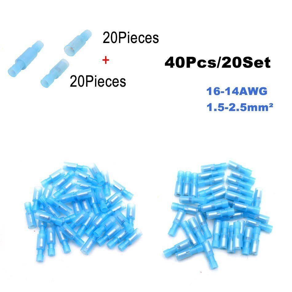 40Pieces 20Set Bullet Flag Wire electrical Connector Male Female Crimp Insulation Nylon Cable Terminals FRD MPD Car Terminator: NylonB BLUE 20SET
