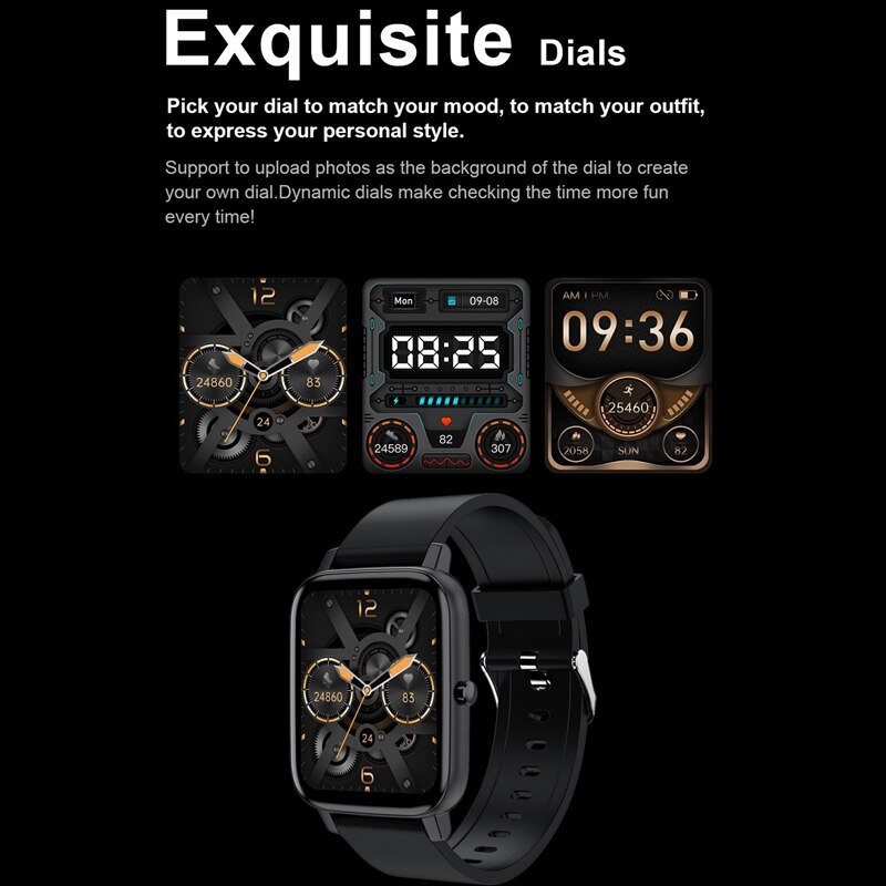 H80 Smartwatch IP67 Waterdicht 1.69Inch Hartslagmeter Sport Ftness Tracker Smart Horloge Voor Ios Android