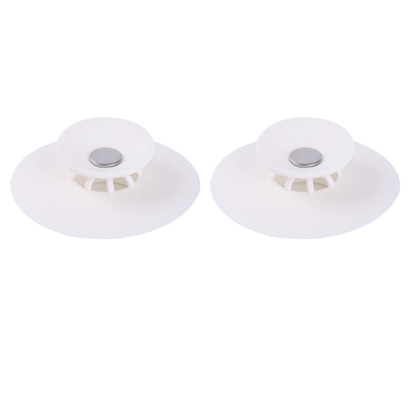 Silicone Floor Drain Hair Stopper Bathtub Plug Bathroom Kitchen Basin Stopper Sink Strainer Basin Water Stopper: 2 pcs White
