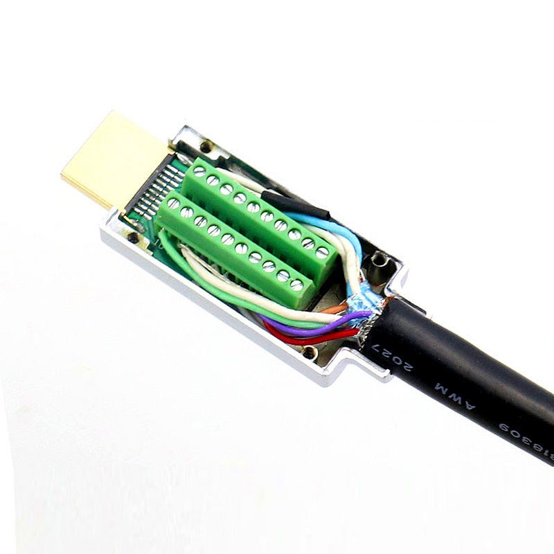Conector de cabeza de soldadura HDMI, carcasa de aleación de aluminio, Junta chapada en oro, línea HD 4K, macho DIY