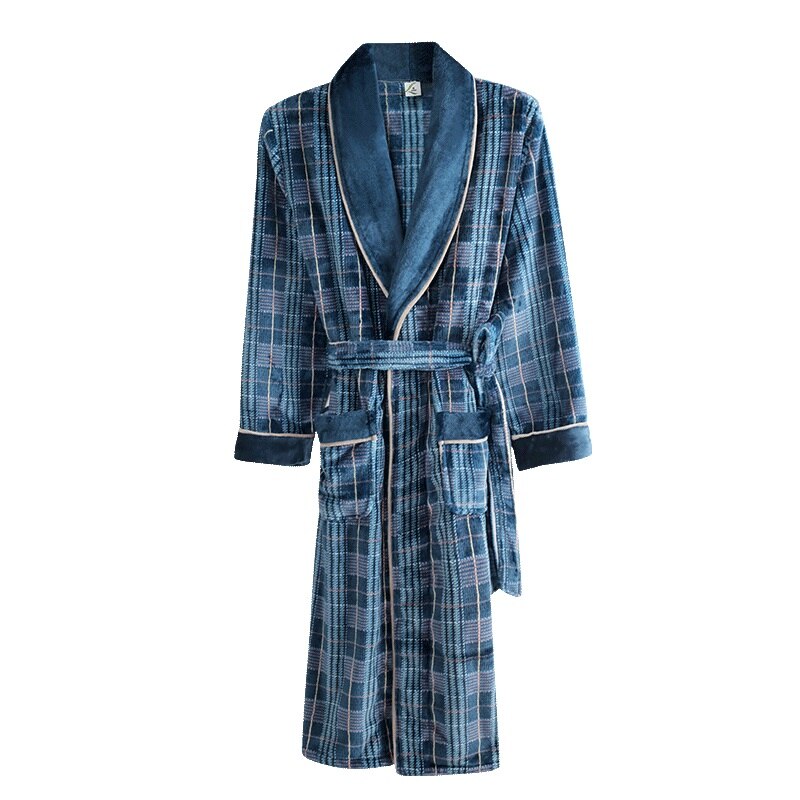 Bata de algodón y terciopelo para hombre, Kimono grueso de talla grande M-3XL, bata de baño, túnicas cálidas, ,: XXL